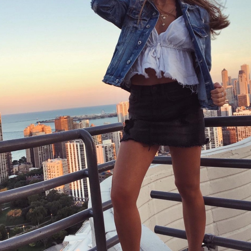 Express Black Mini Denim Skirt Size 00